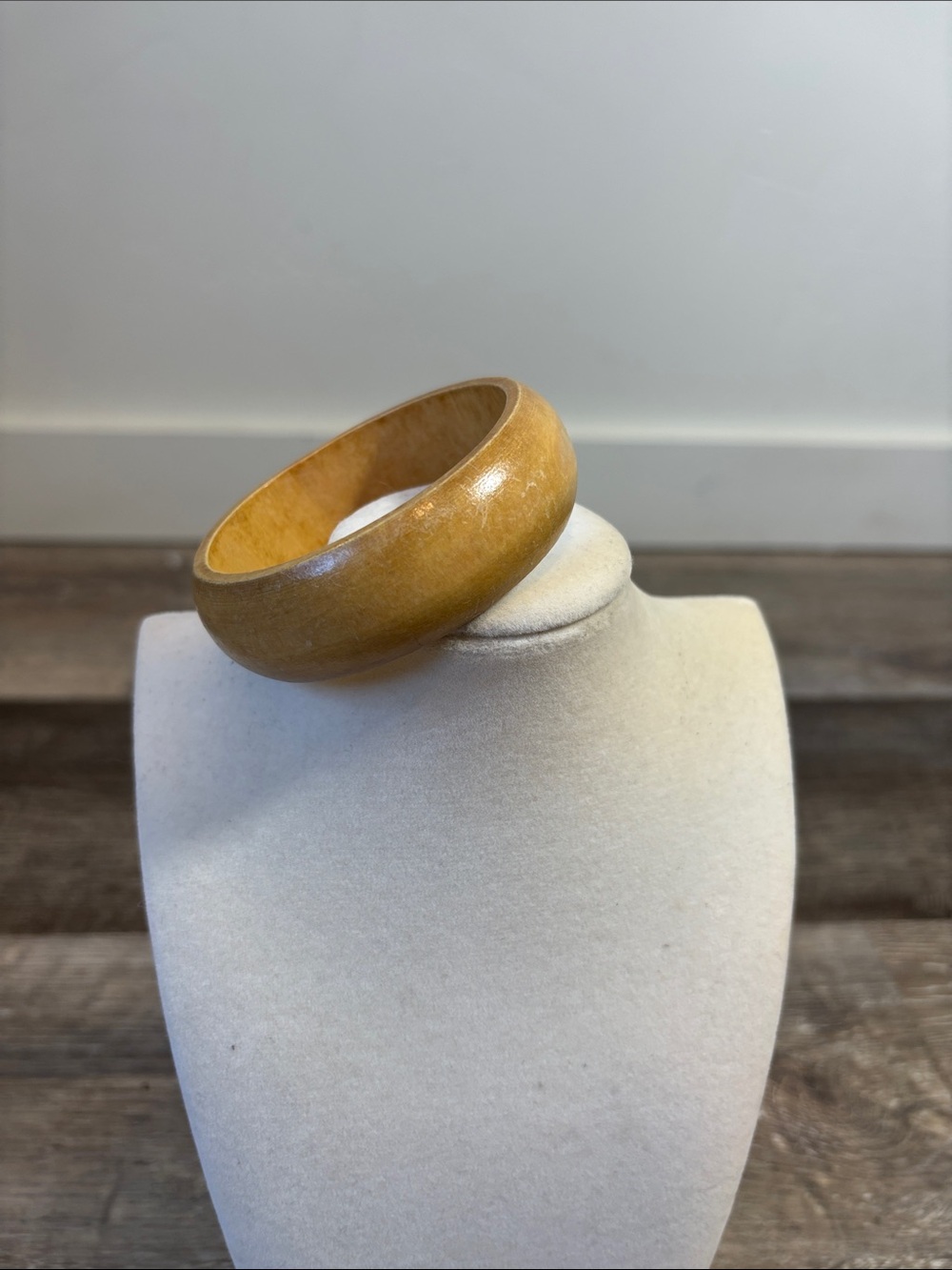 Women's Tan Wood Bangle Bracelet - Simple Natural Style